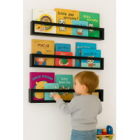Etajera carti Montessori din lemn - 60 cm Neagra
