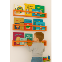 Etajera carti Montessori din lemn - 60 cm Portocalie
