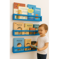 Etajera carti Montessori din lemn - 60 cm Albastru inchis