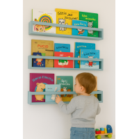 Etajera carti Montessori din lemn - 60 cm Gri deschis