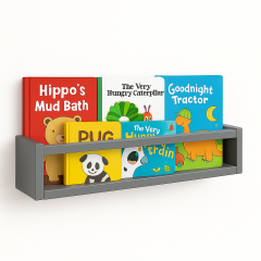 Etajera carti Montessori din lemn - 60 cm Gri inchis