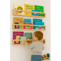 Etajera carti Montessori din lemn - 60 cm Lemn Natur