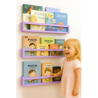 Etajera carti Montessori din lemn - 60 cm Mov