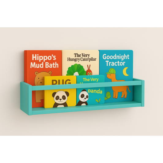 Etajera carti Montessori din lemn - 60 cm Turcoaz