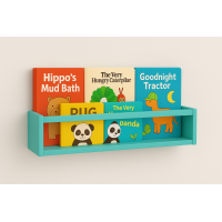 Etajera carti Montessori din lemn - 60 cm Turcoaz