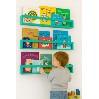 Etajera carti Montessori din lemn - 60 cm Turcoaz