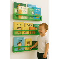 Etajera carti Montessori din lemn - 60 cm Verde