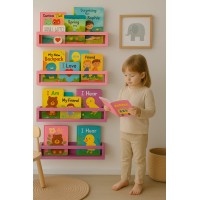 Set 3 etajere carti Montessori din lemn - 60 cm Culori personalizate, peste 20 nuante