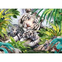 King Puzzle 1000 piese Tigru siberian cu pui - 68*49 cm