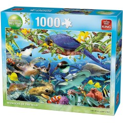King Puzzle 1000 piese Animale tropicale si păsări minuni ale sălbăticiei - 68*49 cm