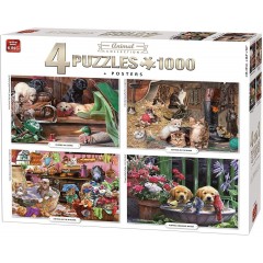 King Puzzle 4 buc * 1000 piese Colectia Animale