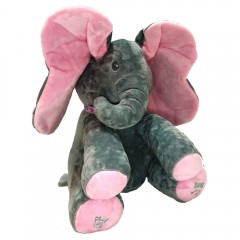 Elefant interactiv Peek a Boo gri cu roz 25 cm