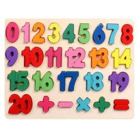 Puzzle incastru de lemn cu cifre si semne matematice WD9519