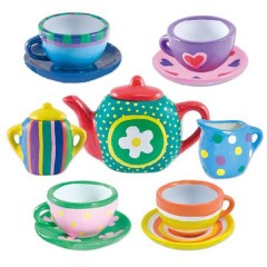 Set ceai din ceramica de pictat pentru copii