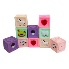Set 10 cuburi silicon pentru copii cu imagini colorate