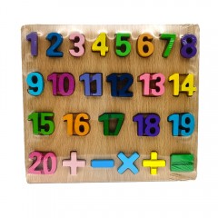 Puzzle lemn multicolor cifre si semne matematice 24 x 22 cm