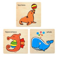 Set 3 puzzle balena, leu de mare si calut de mare 15 x 15 cm