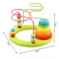 Labirint 3D bile colorate din lemn si turn piramida multicolor