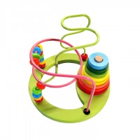 Labirint 3D bile colorate din lemn si turn piramida multicolor