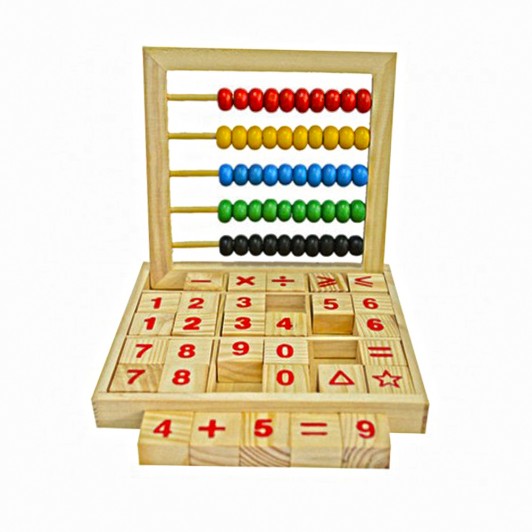 Numaratoare din lemn cu 50 bile colorate si cuburi cu cifre si semne matematice Numaratoare din lemn cu 50 bile colorate si cuburi cu cifre si semne matematice