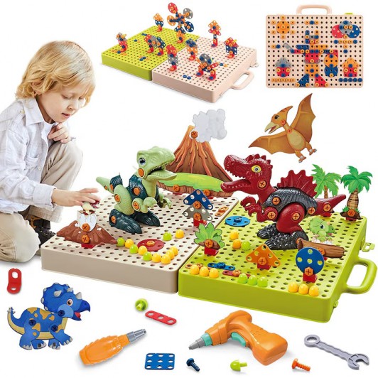 Set constructie 3D tip puzzle 4 in 1 cu dinozauri