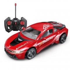 Masinuta sport cu radiocomanda, lumini, sunete 20 cm incarcare USB rosie Masinuta sport cu radiocomanda, lumini, sunete 20 cm incarcare USB rosie