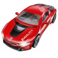 Masinuta sport cu radiocomanda, lumini, sunete 20 cm incarcare USB rosie