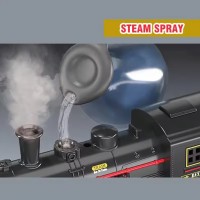 Trenulet electric retro cu sunete, abur, lumini, macaz, 5 vagoane si 4m sina