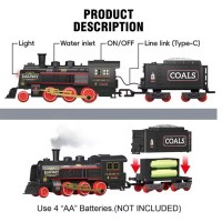 Trenulet electric retro cu sunete, abur, lumini, macaz, 5 vagoane si 4m sina