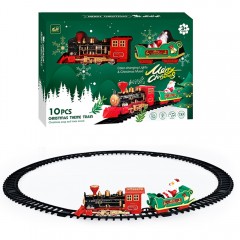 Trenulet electric cu vagonul lui Mos Craciun, lumini si muzica de Craciun!