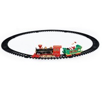 Trenulet electric cu vagonul lui Mos Craciun, lumini si muzica de Craciun!