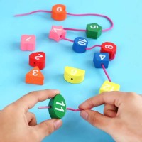 Ceas educativ din lemn pentru copii - Jucarie Montessori cu forme, culori si numere