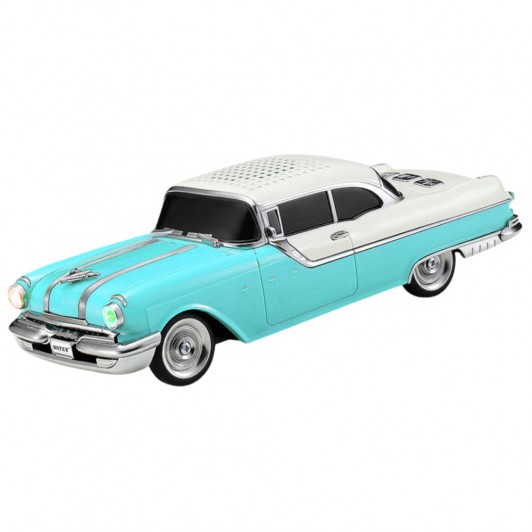 Boxa Portabila Retro 10W, Design Masina Clasica alb-bleu, Bluetooth, FM, TWS, USB, TF Card