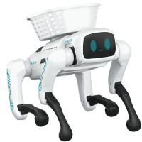 Robot caine inteligent, radiocomanda, jucarie interactiva copii, cu accesorii, alb, 6 ani+