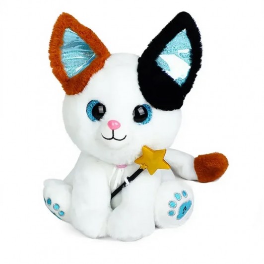 Jucarie Interactiva Pisicuta de Plus Multicolora, cu Bagheta Magica, Lumini si Sunete