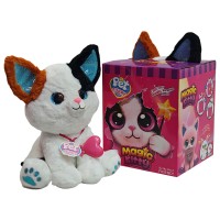 Jucarie Interactiva Pisicuta de Plus Multicolora, cu Bagheta Magica, Lumini si Sunete