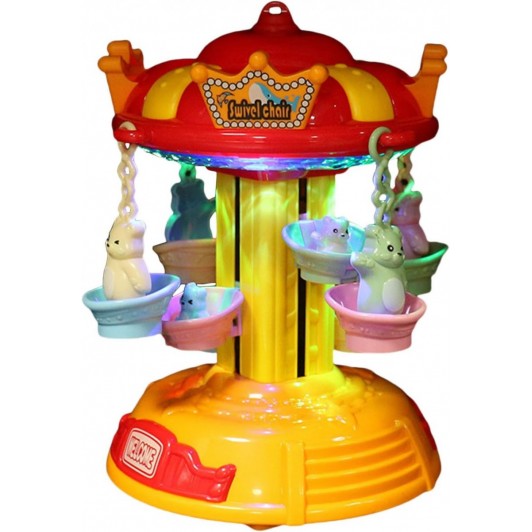Carusel Muzical Copii cu Lumini și Rotire Automată – Jucărie Interactivă 2 în 1, Lumină de Veghe