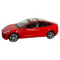 Masinuta metalica 20 cm, 1:24 Tesla Model 3, rosie, deschidere usi, lumini si sunet