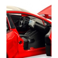Masinuta metalica 20 cm, 1:24 Tesla Model 3, rosie, deschidere usi, lumini si sunet