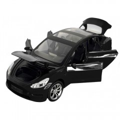 Masinuta metalica 20 cm, 1:24 Tesla Model 3, negru, deschidere usi, lumini si sunet