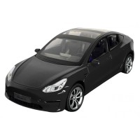 Masinuta metalica 20 cm, 1:24 Tesla Model 3, negru, deschidere usi, lumini si sunet