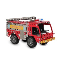 Set construcție Metalic 292 piese Camion Pompieri , unelte incluse – jucărie educativă STEM +8 ani