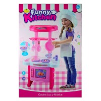 Bucătărie de jucărie pentru copii cu lumini si sunete, accesorii incluse, 3+ ani, roz