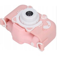 Aparat Foto Digital pentru Copii, Model Pisică, Foto/Video HD, Ecran 2”, Silicon Antisoc, Roz