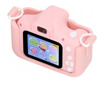 Aparat Foto Digital pentru Copii, Model Pisică, Foto/Video HD, Ecran 2”, Silicon Antisoc, Roz