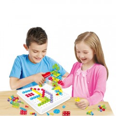 Joc educativ – Set constructie cu bormasina electrica, 247 piese puzzle cu suruburi, 3D DIY, +3 ani