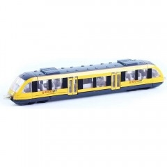Jucărie Tren Regio pentru Copii, Model Modern, 40 cm, Design Realist, Galben/Negru, 3 ani+