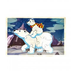 Puzzle incastru din lemn cu urs polar – jucărie educativă pentru copii