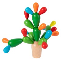 Joc Creativ Cactus din Lemn, Piese Colorate pentru Constructie si Echilibru, Copii 3+ Ani Joc Creativ Cactus din Lemn, Piese Colorate pentru Constructie si Echilibru, Copii 3+ Ani