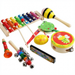 Set Instrumente Muzicale din Lemn pentru Copii 8 Piese Montessori Multicolor